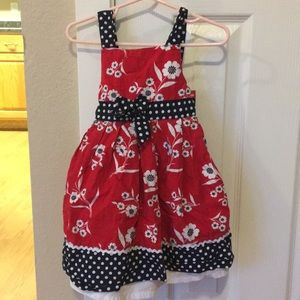 Red, black and white dress. Well made.